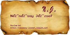 Nánássy József névjegykártya